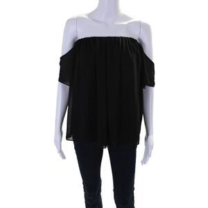 T Bags Los Angeles Women's Off The Shoulder Short Sleeves Blouse Black Size S
